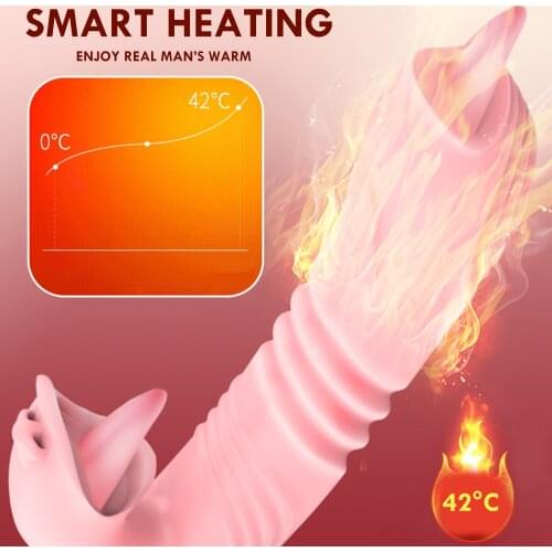 Telescopic Rotating Heating Rabbit Vibrator for Women Double Tongue Cunnilingus Vagina Clitoris Stimulate Dildo Vibrator Sex Toy