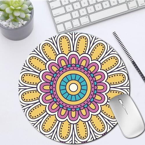 Universal Computer Mousepad Desk Mat Gaming Mouse Pad for Apple/Huawei Mandala Series 22*22cm Round Mouse Mat