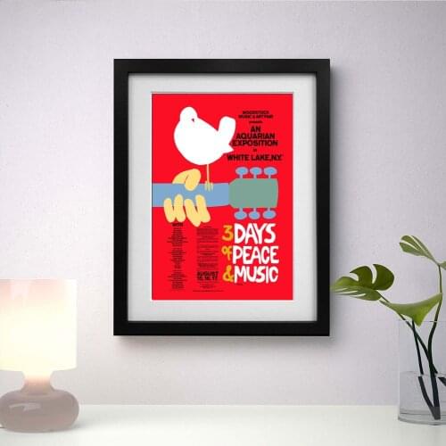 Woodstock Restored Rare Concert Poster Canvas Painting,Music Wall Art Picture,Red Home Decoration