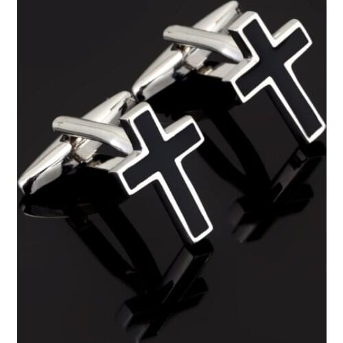 Luxury shirt christians cufflinks for mens gift Brand cuff buttons Iron Cross cuff links Black High Quality abotoaduras Jewelry