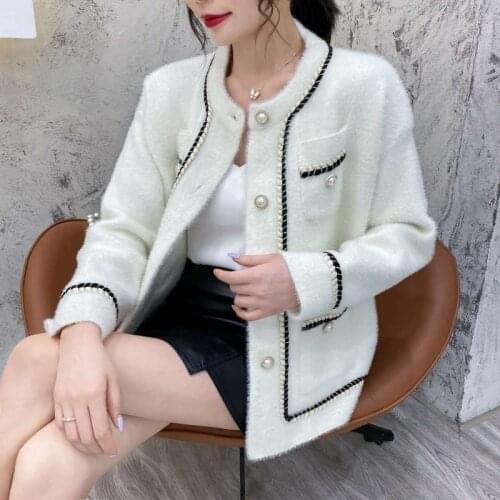 2021 Knitted Cardigan Coat Sweater Womens Round Neck Short Loose Top Women Sweaters Outwear Female Chandails Pull Femme X286