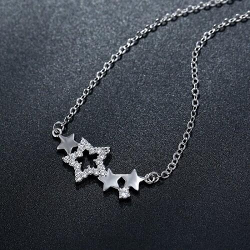 925 Sterling Silver Necklace Pendant For Women Star Pendant New Fashion Trendy Charm Chain Adjustable Choker Girls Gift Jewelry