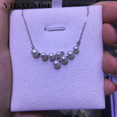 YIKALAISI 925 Sterling Silver Jewelry Pearl Necklace 2019 Fine Natural Pearl jewelry 4-5mm pearl Necklace For Women wholesale