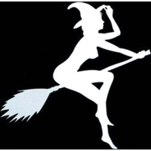 WICKED WITCH SEXY NUDE BROOM Car Halloween Sticke