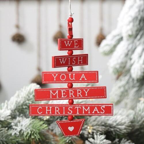 1 Piece Wooden Christmas Tree Pendant Decoration Home Kitchen Door Window Letter Pattern Hanging Ornaments