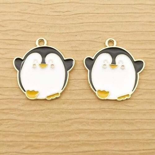 10pcs 22x22mm cartoon penguin charm enamel charm for jewelry making and crafting earring pendant beacelet necklace charms