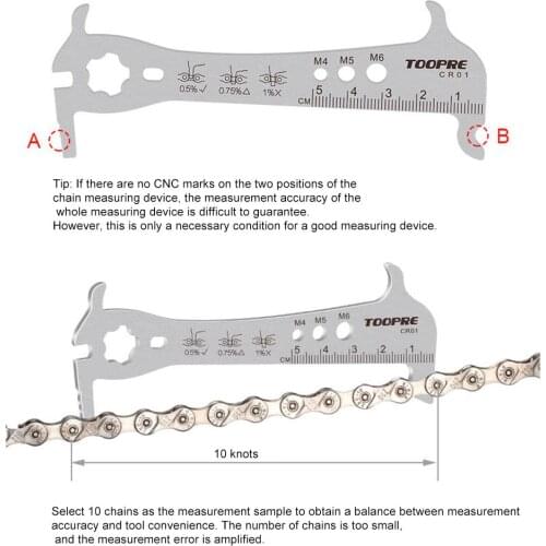 304 Steel Bike Chain Checker Wear Indicator 6 in 1 Screws Measurement Chain Hook MTB Road Bicycle Repair Chain Tools Ruler
