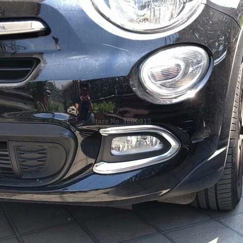 Accessories Exterior For Cars Styling ABS Chrome Front fog lamp Cover Trim Molding For Fiat 500X 2014 2015 2016 2017 2018