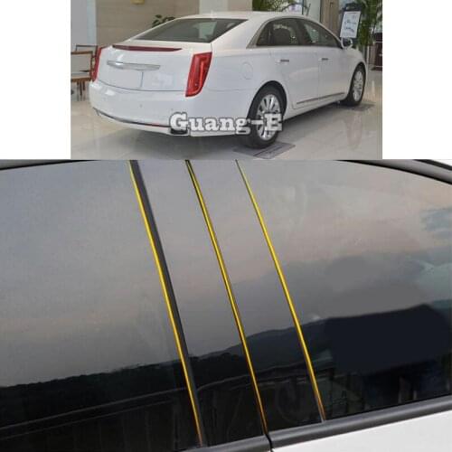 Car PC Material Pillar Post Cover Door Trim Window Piano Black Molding Sticker Plate 6pcs For Cadillac XTS 2013-2018