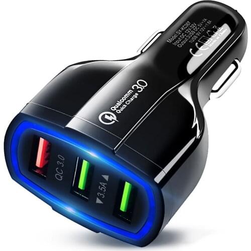 QC3.0 Car Charging 3 USB Ports 18W Fast Charging Car Charging Car Charger Cigarette Lighter Fast Charging Car Charging