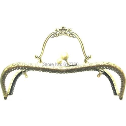 Free Shipping-1PC Antique Bronze Purse Bag Metal Arch Frame Kiss Clasp Lock Handle 21x15cm(8 2/8"x5 7/8") J2585
