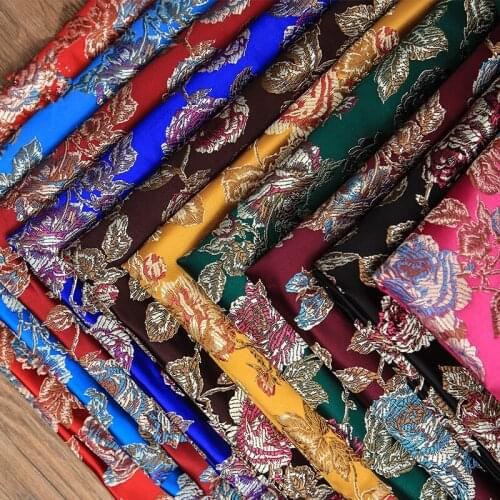 CF450 100x75cm 10colors Fashion Peony Yarn-dyed Jacquard Brocade Fabric Suit Jacket Dress Fabrics For Women Fashion Dress Cloths