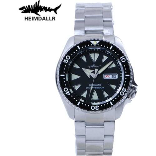 Heimdallr 41mm Black Dial Mens Diving Watch Stainless Band Sapphire Crystal 20ATM Waterproof NH36A Automatic Mechanical Watch