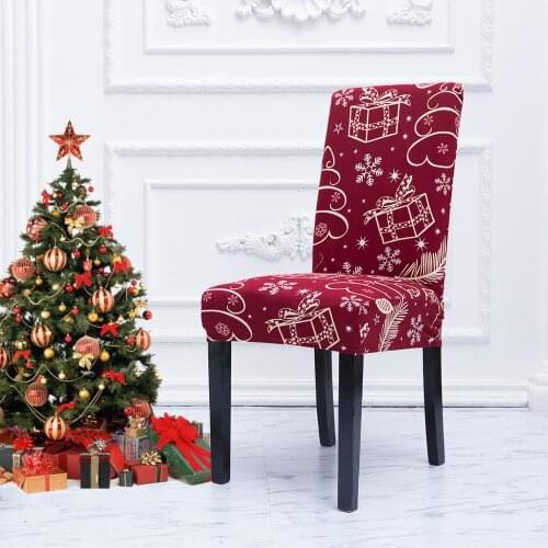 Mecerock Christmas Decoration Chair Cover Anti-dirty Washable Dining Chair Seat Case for Home Banquet Hotel Xmas Gift