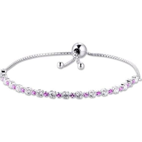 CKK Bracelet Pink Stone Slider Bracelets for Women Pulseira Feminina Masculina Pulseras Mujer Silver 925 Sterling jewelry