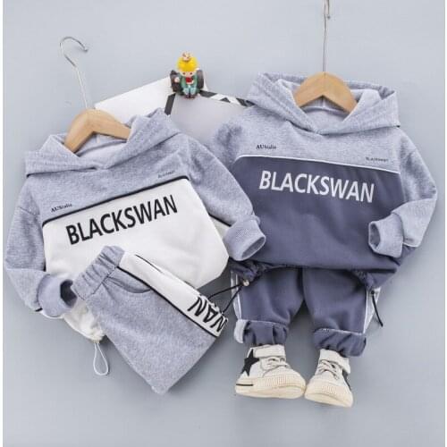 Baby clothes spring and autumn pure cotton letter suit baby boy girl hooded sweater casual sports clothing baby two-piece suit
