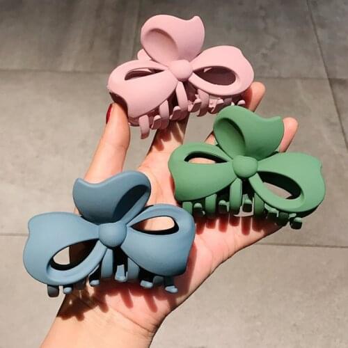 Elegant Frosted Bowknot Hair Claws for Women Girls Solid Plastic Hair Clamp Clip Ladies Ponytail Crab Clip Hair Accessories
