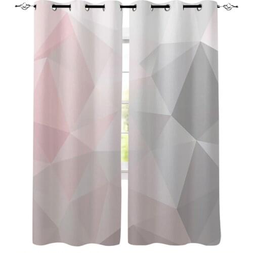 Geometric Pink Gray Gradient Triangle Curtains for Childrens Bedroom The Living Room Kids Window Treatments for Kitchen Drapes