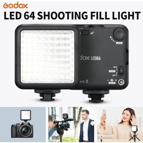 Godox LED64 Video Light LED Lights for DSLR Camera Camcorder mini DVR as Fill Light for Wedding News Interview Macro photography