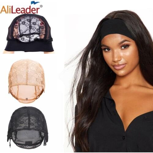 Alileader DIY Wig Cap Soft Lace Wig Band Cap For DIY Wigs Adjustable Head Band Wig Cap For Making Human Hair Wig
