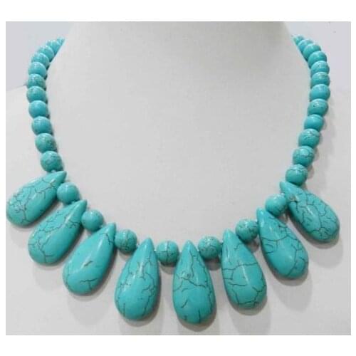 Huij 004692 Turkey Turquoise Gem Necklace 18