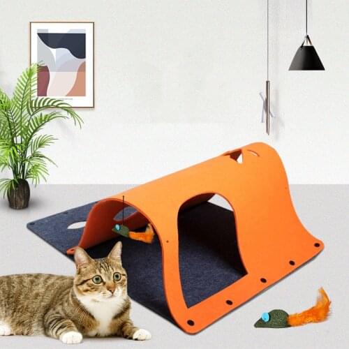 Cat Toys DIY Combination Cat Tunnel Cat Interactive Hide Seek Game Tunnel Cat Litter Mint Mouse Toy Felt Foldable Tunnel