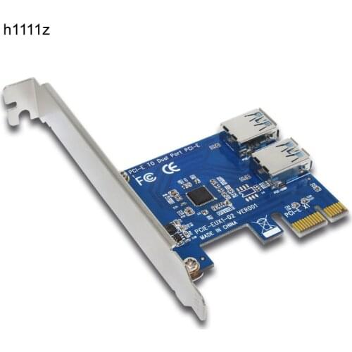 New PCIE PCI Expansion Card Card To 2 Ports USB 3.0 HUB Controller Adapter Riser Cards For Bitcoin Mining Device Miner Antminer