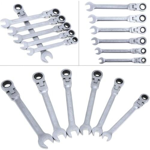 Combination Wrenche 6pcs 8mm-13mm Adjustable Ratchet Wrench Spanner Set with Flexible Ratchet Gear for Installation/Maintenance