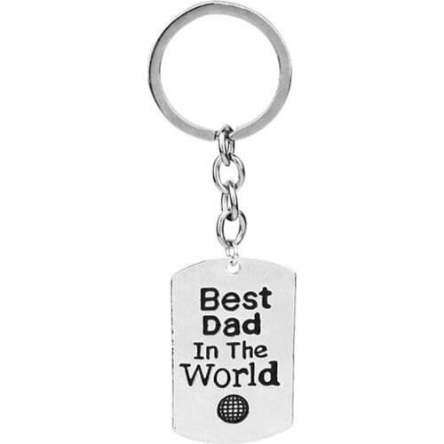 Korean Fashion Best Dad In The World Keyring Charm Pendant Keychain Family Fathers Gifts Men Jewelry Daddy Presents