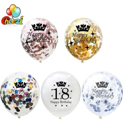 Birthday Round Balloon 18 30 Years Old Champagne Gold Silver Confetti Helium Balloon Women Girl' Party Globos Anniversary Decor