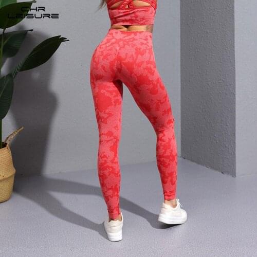 CHRLEISURE Sports Leggings Women Camouflage Seamless Fitness Push Up Leggings High Waist Gym Leggings Women