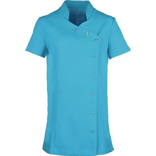 Summer Women Short Sleeve Nurse Uniform Hospital Beauty Salon Worker V-Neck Solid Colour Working Scrub Tops Gorro Enfermera A40