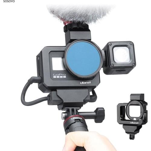 Metal Frame Protective Case Cage Extend Cold Shoe Mount Quick Release Vlog Case For Gopro Hero Black 8 Action Camera Accessories