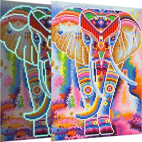 Full Round Drill Night Luminous 5D DIY Diamond Painting Color Elephant Diamond Embroidery Cross Stitch Kits gift Home Decor