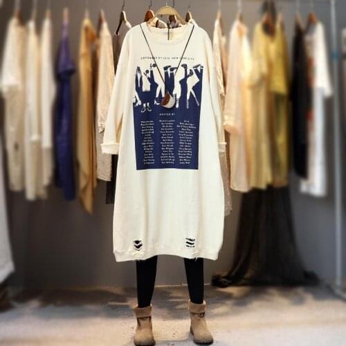 Plus Size Dress Womens Knit Cotton Spring 2021 Large Irregular Hole Korean Print Thin Maxi Party Long Sleeve Vestido Vintage