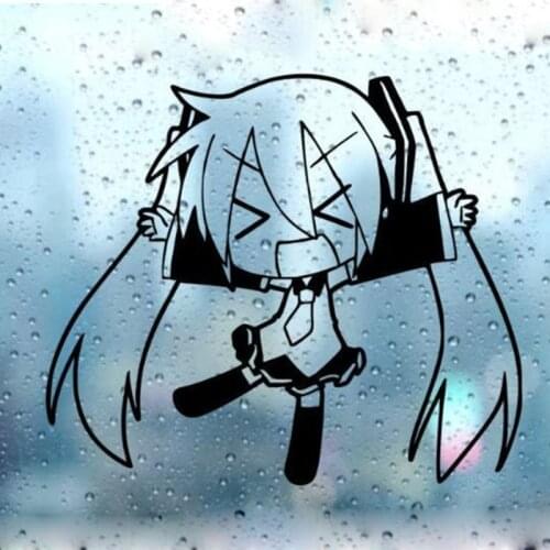 Black/Sliver Kawaii Miku Vocaloid Anime Car Sticker Small/Big Size Removable Waterproof Window Body Decal 15cm