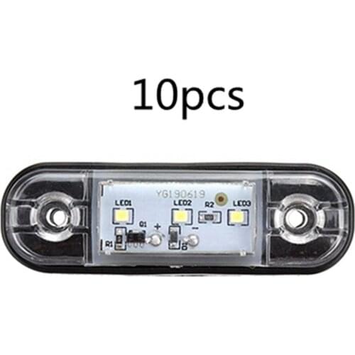 TNOOG 10 PCS White Marker Light For Trailer Truck Pickup RV LED Side Marker Lamp DC10-30V 3 LED Signal Warning Light