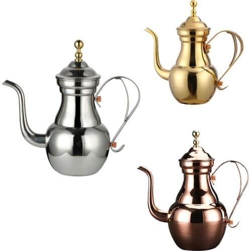 1L Stainless Steel Narrow Teapot Hotel Long-Mouthed Teapot Tea Kettle with Filter Mesh Coffee Pots