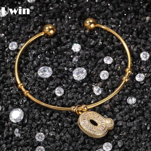 Uwin Hip Hop Jewelry DIY Initial Letters Bracelet A-Z Charm Letters for Girls Women Bracelet Fashion Punk Jewelry