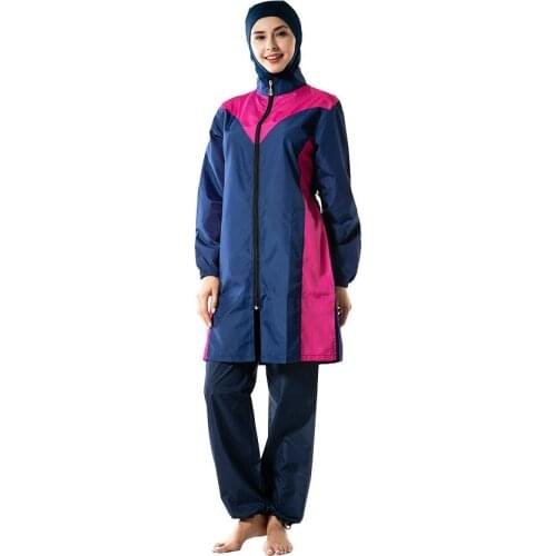 Womens Plus Size Swimwear Fashion Islamic Beachwear Muslim Swimsuit Trousers Hijab Hooded Burkinis Temperament Elegant