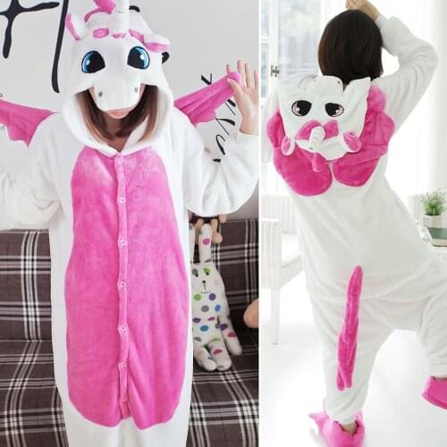 Winter Adult Cartoon Animal Unicorn Jumpsuit Cute Cosplay Costume Festival Pajamas