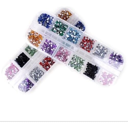 1.5mm Rhinestones Nail Decoration Round Colorful Glitters With Hard Case DIY Nail Art Decorations 100sets