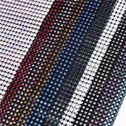 10 Yard/Lot,24 Rows Ab Rhinestone Trimming Mesh Crystal Glass Diamond Color Banding Chains Sexy Sock Skirt Diy Decor Accessory