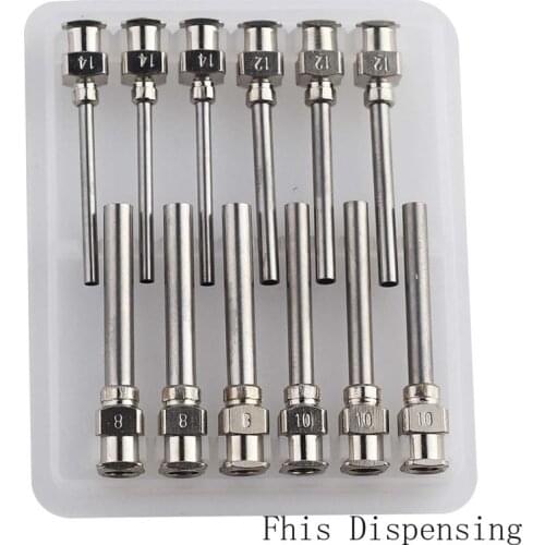 12 Pack - Dispensing Needle 1" - All Metal, Stainless Steel Blunt Tip Luer Lock 8, 10, 12, 14 Gauge (All Sizes)