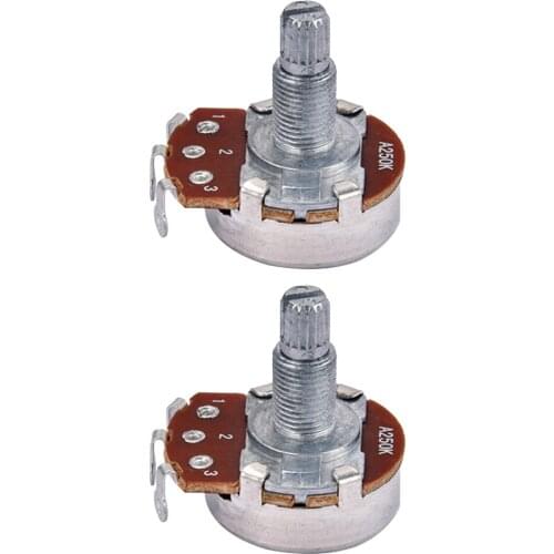 2pcs Copper Electric Guitar Alpha A250K Potentiometer Control Guitar Tone Pots Musical Instrument Accessory for Guitar Bass