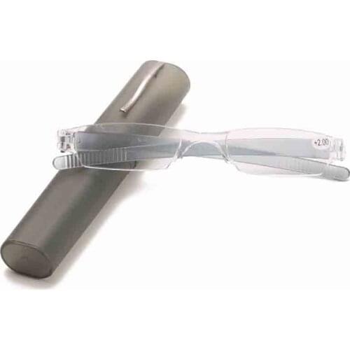 2021 Square Tiny Reading Glasses Men Women Pen Holder Integrated Portable Reading Mirror Unisex Ultra-Clear Eyewear AG32