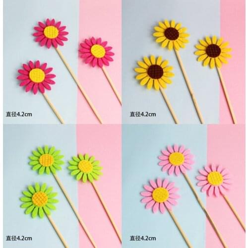 3pcs Non-woven fabric Sunflower Cupcakes Cake Decoration Cupcake Insert Card Party Gift Children Birthday Wedding Decoration