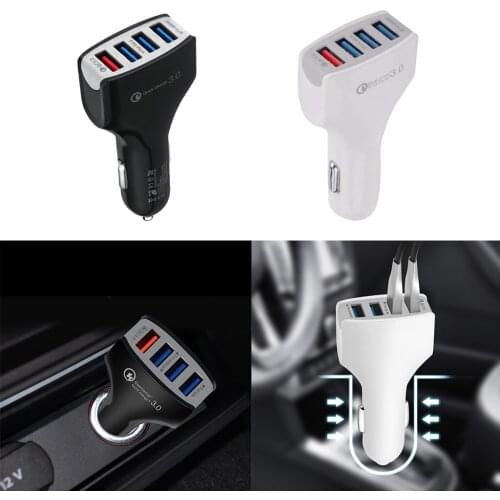 4 USB Car Charger 4 Port DC 12-32V Quick Charger 3.0 Cigarette Socket Lighter Fast Car Charger Power Adapter For Truck RV ATV