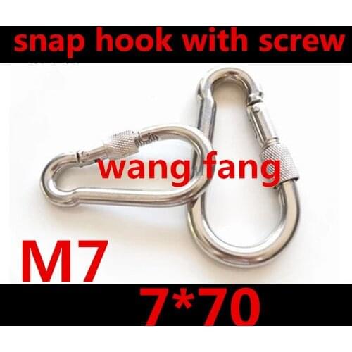 5 Pcs/lot Stainless Steel 304 m7 7*70 Snap Hook With Screw Clip Camping Hiking Outdoor