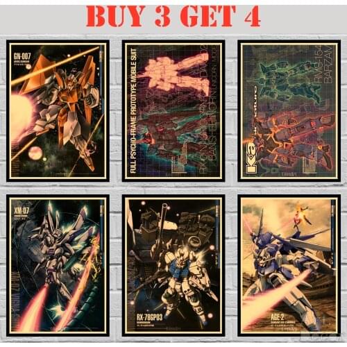 50 Designs Anime Gundam Kraft paper Poster Painting Wall Sticker A3 42X30CM 2 42X30cm